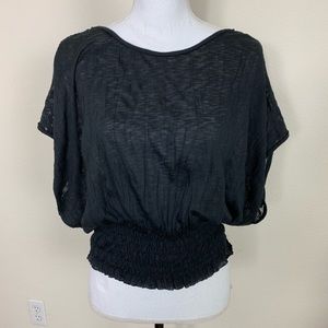 Free people lace back 3 tie crinkle jersey top